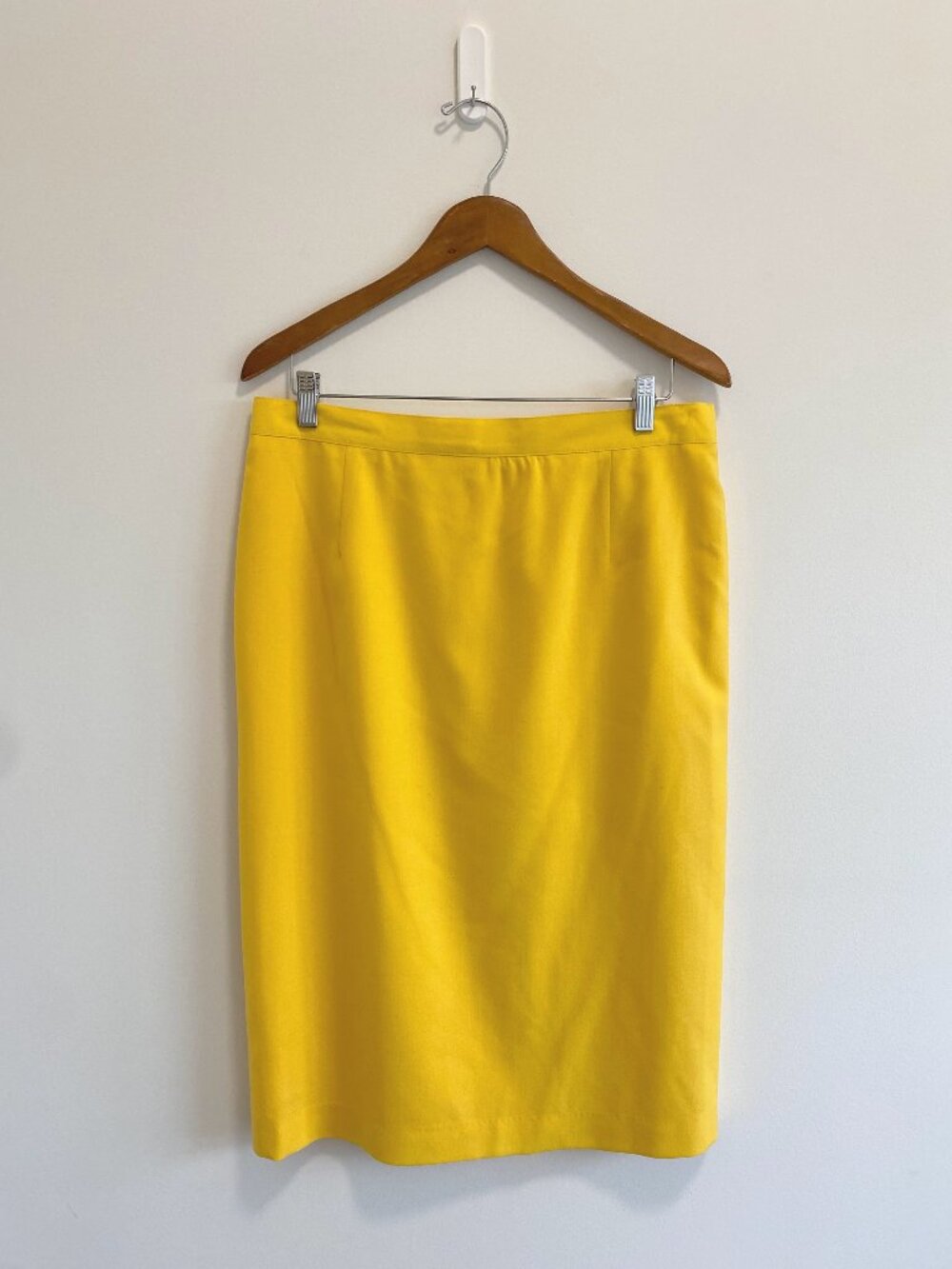 Vintage Citrus Yellow Pencil Skirt / 80s / 100% Wool